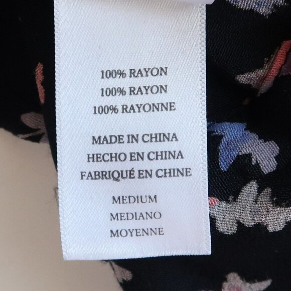 Rails Black Butterfly Print V-neck Button Front Waist Tie Peplum Blouse Top M - Picture 12 of 14